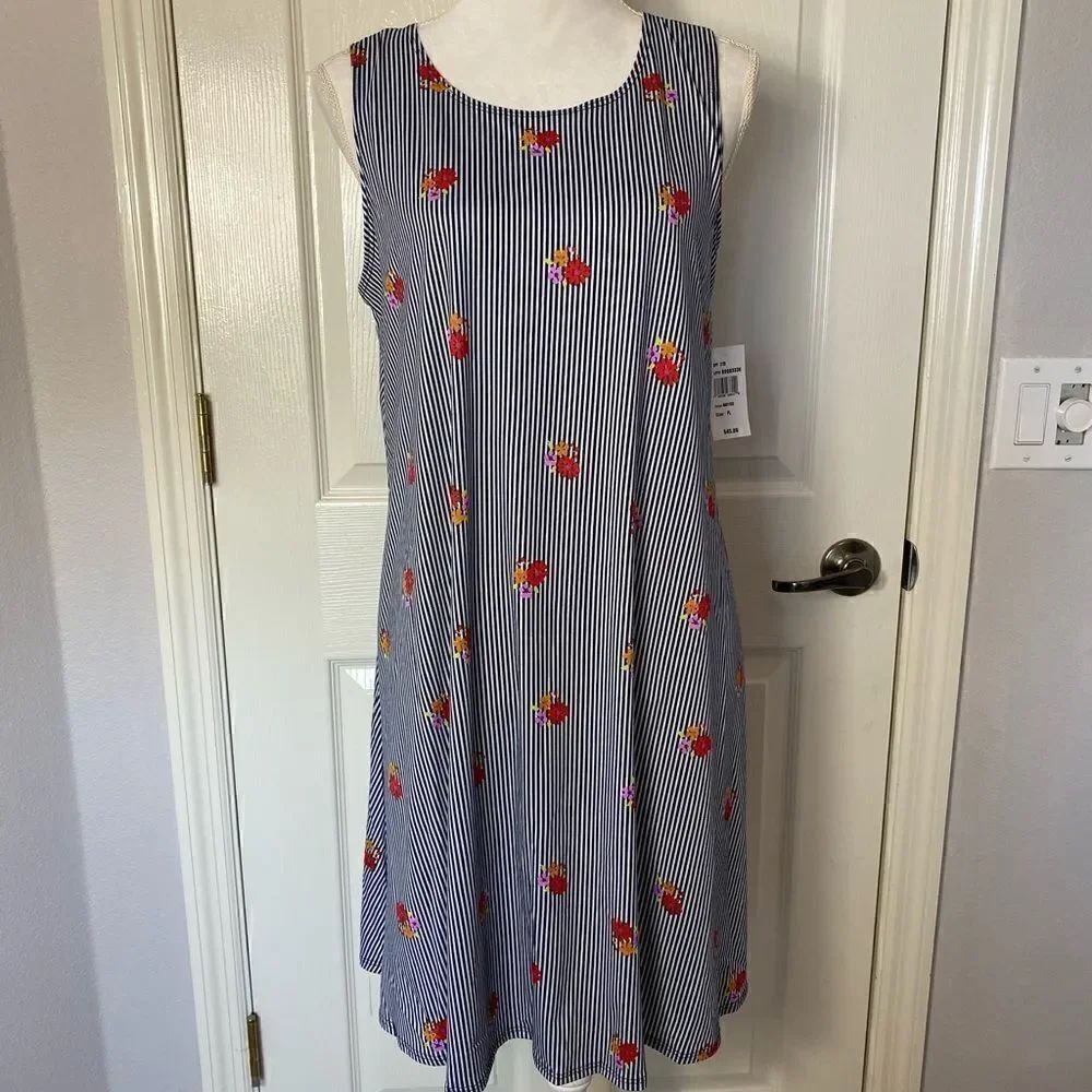 ALLISON & BRITTNEY Large Petite Stripes & Flowers Sun Dress